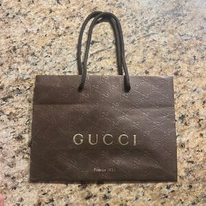 Small Gucci Shopping Bag - Brown LOGO Authentic Bag - 6 x 9 inch Small Bag